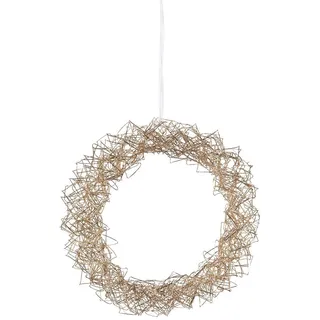 Moderner Kranz m. Hänger Draht Champagne-Gold 35 LED 6h Timer 35 cm Adventskranz