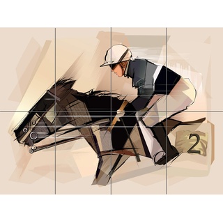 Artery8 Racing Horse And Jockey Grunge XL Giant Panel Poster (8 Sections) Rennen Pferd