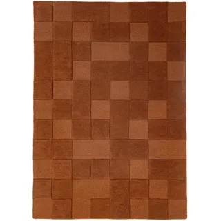 KADIMA DESIGN Wollteppich kariert 200 x 290 cm Terrakotta