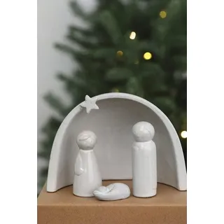 Porzellan-Krippenstall Set mit Heilige Familie - Weihnachtsdekoration und Geschenk