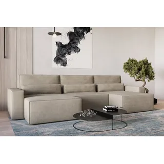 moeblo Eckcouch Cord U-förmig 2-Sitzer Beige