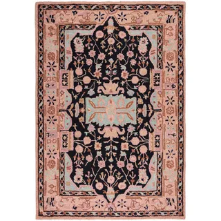 Flair Rugs Blossom Wollteppich 120 x 170 cm Rosa/Schwarz