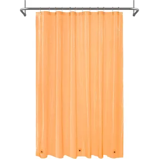 Mrs Awesome Transparenter orangefarbener Duschvorhang mit 3 Magneten, 182,9 x 182,9 cm, hochwertiger, flexibler stabiler Kunststoff-Duschvorhang für Badezimmer, leicht, wasserdicht, Orange transparent