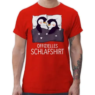 Shirtracer T-Shirt Offizielles Schlafshirt Pinguin Pärchen Geschenk Paar Geschenke Valent Pärchen rot S