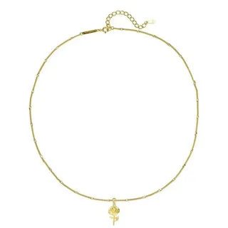 Hey Happiness Kette mit Anhänger Rose, 925 Silber Halskette Blume Charm, Feine Damen Silberkette Anhänger Rose, 18K vergoldet goldfarben