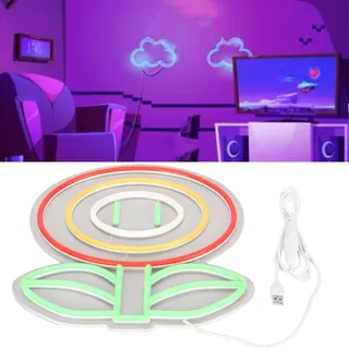 Led-neonlampe In Blumenform, 3d-wandbehang Fürs Schlafzimmer, Usb-betrieben, Helligkeit Einstellbar, Neonlicht-wanddekoration.