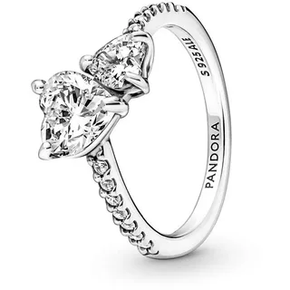 Pandora Funkelnde Herzen Solitär Silberring Silber Gr. 54