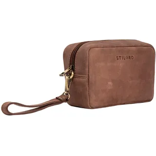 STILORD Larkin Herren Hand-Gelenk-Tasche Echtleder klein dunkel-braun - Organizer Handtasche Pochette Reisegeldbeutel Männer-Handtasche mit Hand-Schlaufe Ledertasche