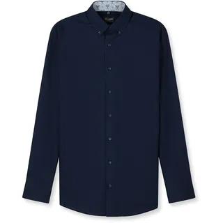Olymp Businesshemd OLYMP "OLYMP Luxor, Modern Fit, Button-down", Herren, Gr. 42, Normaler Arm, marine, 100% Baumwolle, Hemden