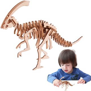 Bexdug 3D-Holzpuzzle - 3D-Dinosaurier-Tierpuzzles aus Holz,Brain Teaser Puzzles Pädagogisches STEM-Spielzeug für Erwachsene und Kinder, um sicheres einfaches Stanzen aus Holz zu Bauen