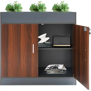 HUOMMGS Kleiner Aktenschrank Abschließbar Büroschrank 3 Schicht Gartenschrank mit 2 Türen Bodenmontage Outdoorschrank mit 2 Schlüssel Aufbewahrungsschrank Beistellschrank 80x40x80cm (Eichenfarbe)
