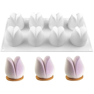 DUBENS 3D Blume Tulpe Form Mousse Dessert Silikon Kuchen Form Zum Backen Backformen Formen Dekoration Werkzeuge