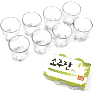 Koreanisches Soju Schnapsgläser-Set, auch für Whiskey, Tequila und Likör, spülmaschinenfest, klare Glaswaren, 48 ml, 8 Stück