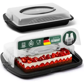 Novaliv Kuchen-Transportbox 2er Set Rund, Eckig und Rechteckig Aufbewahrungsboxen mit Deckel Torte Kuchen Dessert, Party-Box Container Tortentransportbox Tortenbehälter Transport Behälter Box Partyset