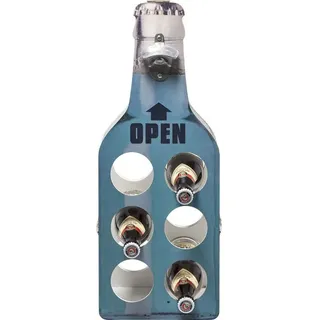 Flaschenhalter Bierflasche blau Flaschenregal Regal Bierregal Holz  KARE Design