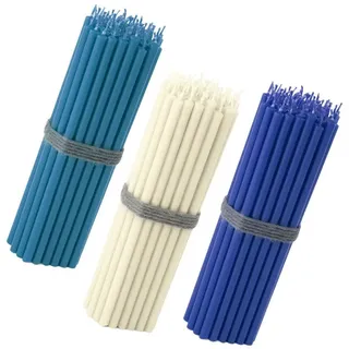 NKlaus Formkerze 150x Stabkerzen 16cm – Hellblau Weiß Dunkelblau bunt