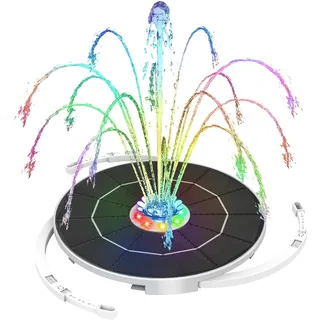 AISITIN 5,5W LED Solar Springbrunnen für Außen mit Verstellbare Stützstange | Solarbrunnen für Draussen mit 3000mAh AKKu &Düses,Vogeltränke Teichpumpe,Wasserpumpe Fontäne Pumpe für Garten,DIY Wasserspiel