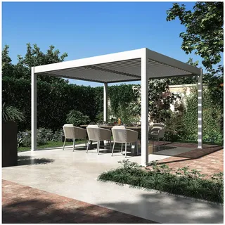 Pergola Pavillon mit Lamellen Dach Oasis 3,6 x 4m weiß