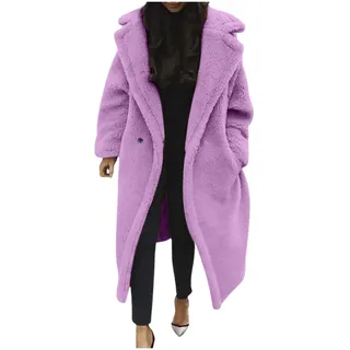 Plüschmantel Damen Teddy - Teddyfleece Mantel Jacke Teddymantel Teddyjacke Warme Strickjacke Trenchcoat Damen Lang Flauschig Oversized Cardigan