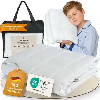 Lunova Gewichtsdecke Kinder 3kg 100x135cm - Oekotex-Baumwolle Waschbar Therapiedecke WeightedBlanket 1 St