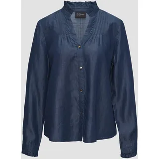 S.Oliver BLACK LABEL Leichte Bluse aus Lyocell-Denim mit Rüschen und Biesen blau 38