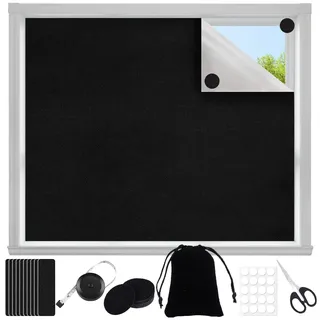 200 x 145 cm Verdunkelungsrollo ohne Bohren, zuschneidbar, Verdunkelungsstoff, Wärmeisolierung für Kinderzimmer, Sonnenblock – mit 30 selbstklebenden Clips (200 x 145 cm)