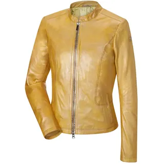 MILESTONE Desi Damen Lederjacke Lammnappa Leder Metallic-Look (38, Gelb) - 38