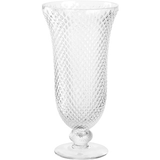 Leonardo Poesia Dekovase aus Glas auf Fuss, handgefertigte Deko-Vase mit eltegant strukturierter Oberfläche, Klar, Höhe: 35,4 cm, 2,9 l, 076434