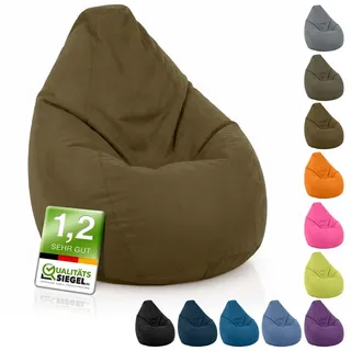Green Bean Sitzsack Kinder Sitzsack Drop 60x60x90cm (mit Rückenlehne 60x60x90cm - Indoor Sitzkissen 220L EPS-Perlen Füllung, Kuschelig Waschbar), Bean Bag Bodenkissen Lounge Chair Sitzhocker Kindersitzsack beige