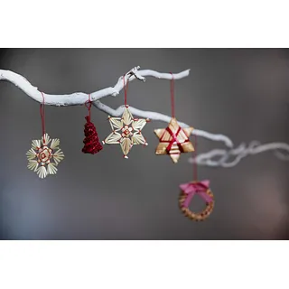 Heitmann Deco Heitmann-Deco Weihnachtsbaumschmuck 84079, 6 cm, Anhänger-Set aus Stroh, 25 Stück