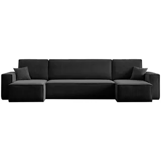 m-punkt Wohnlandschaft U-Form Cord 3-Sitzer Schwarz