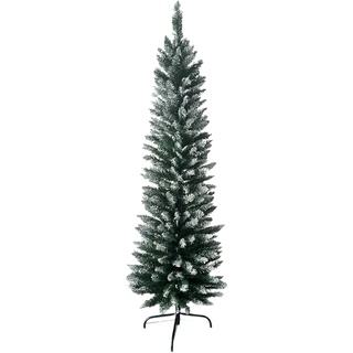 Künstlicher Tannenbaum Weihnachtsbaum schmal mit Schnee-Effekt (180 cm)