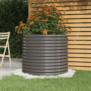 Yolola Hochbeet Metall - Grau, Rund, 80 x 80 x 68 cm - Gartenbeet für Gemüse & Kräuter (Outdoor)