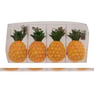 Decoris 4 Tischdeckenbeschwerer Ananas 6x3x3cm Keramik Tischdeckengewichte Gewichte zum Beschweren Tischdecken Beschwerer Tischtuchhalter Tischtuchgewichte