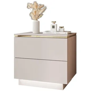 lookway Nachtschrank Aurora II 50 x 48 x 37 cm Beige/Gold