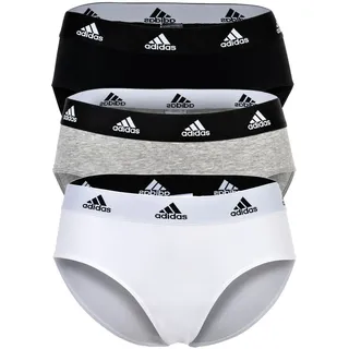 adidas Damen, Slip, 3er Pack - Hipster 3PK, Sport Active Comfort Cotton, Unterwäsche, Logo, uni Schwarz/Grau/Weiß XS