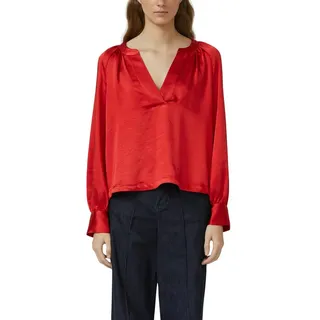 s.Oliver Bluse aus Satin mit tiefem V-Ausschnitt Rot 40