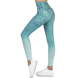 Frentree Leggings für Damen, Lange Sport Leggings, High Waist, Yoga Hose in vielen Farben, Laufhose mit hohem Komfort blau L-XL (EU: M)