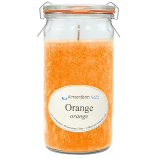 Duftkerze im XL-Weckglas®, Orange, 100% pflanzliches Stearin, KERZENFARM HAHN, mit reinen ätherischen Ölen, Brenndauer ca. 40h