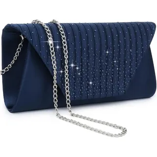Fioeyr Damen-Clutch mit Strasssteinen, Abendtasche, Geldbörse, Schultertaschen für Hochzeit, Braut, Abschlussball, Party, marineblau, 26(L) * 13(H) * 5(W)CM - 26(L) * 13(H) * 5(W)CM
