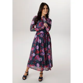 Aniston SELECTED Midikleid Floral Blau/Grün/Pink/Rosa/Rot 42