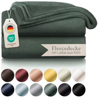 Blumtal Kuscheldecke flauschig - Oeko-TEX zertifizierte Fleecedecke 130x150 cm - Wohndecke 130x150 cm - Fleecedecke Grün - warme Kuscheldecke Grün 130x150 cm - Decke flauschig - Wohnzimmer Decke Grün