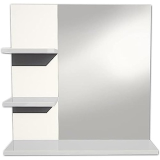 Berlioz Créations Mm graue Badezimmersäule, 60 x 60 x 16 cm, 3 Ablagen und 1 Spiegel, 100 Prozent französische Herstellung