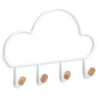 Zeller Present Ablageelement Hakenleiste m. 4 Haken 'Cloud', Metall/Holz, weiß weiß
