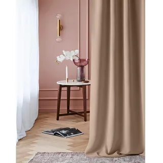 room99 Vorhang mit Ösen Laurel 140 x 260 cm Breite x Höhe Verdunkelung Blickdicht Schiebegardinen Curtain Wohnzimmer Schlafzimmer Beige, 1 Stück