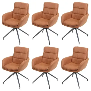 Mendler 6er-Set Esszimmerstuhl HWC-K32, Küchenstuhl Lehnstuhl Stuhl, drehbar Auto-Position, Stoff/Textil ~ Wildleder-Optik braun