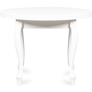 Konsimo Esstisch ALTIS Esszimmertisch Küchentisch 100x100cm, ausziehbar bis 140cm, rund weiß