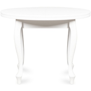 Konsimo Esstisch ALTIS Esszimmertisch Küchentisch 100x100cm, ausziehbar bis 140cm, rund weiß