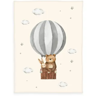 Herding Klaus Hering 1440293014 - babybest® Microfaserflausch-Decke, Ballonfahrt, 75x100 cm
