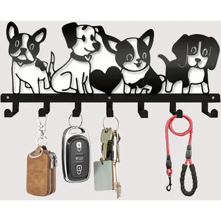 GOSLYLY Schlüsselhalter aus Metall, Schlüsselbrett mit 8Haken, Schlüssel Organizer Wand Schwarz, Schlüsselhalter für Wandhaken Dekor, key holder, Multifunktionshaken für Flur, Büro, Küche